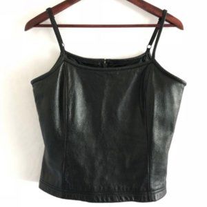 Vintage Leather Crop Top Tank Cami (S/M)